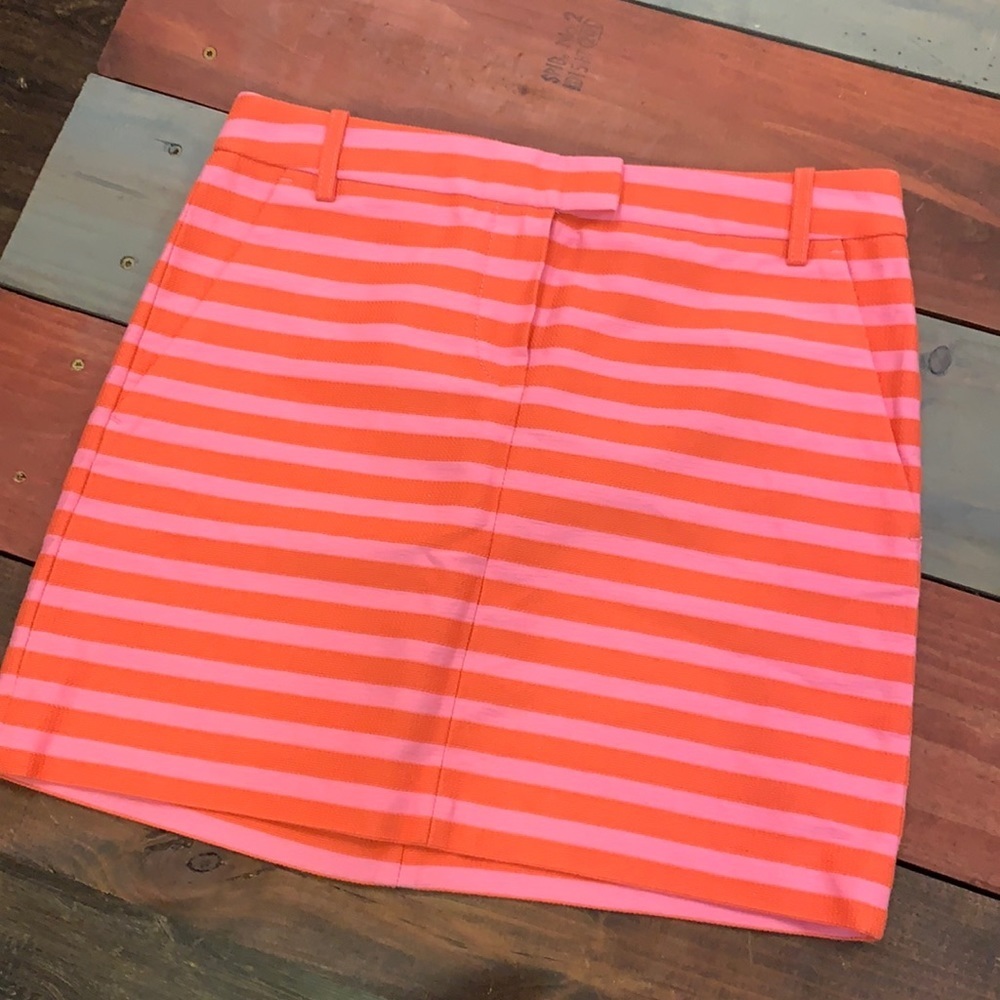 J. Crew Orange and Pink Striped Skirt 0